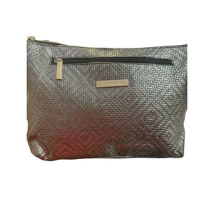 Laura Ashley Metallic Cosmetic Pouch Zip Makeup Bag Floral Lining